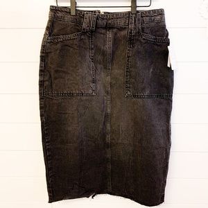 Free People black denim skirt